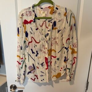 Anthropologie Maeve Multicolor Graphic Top